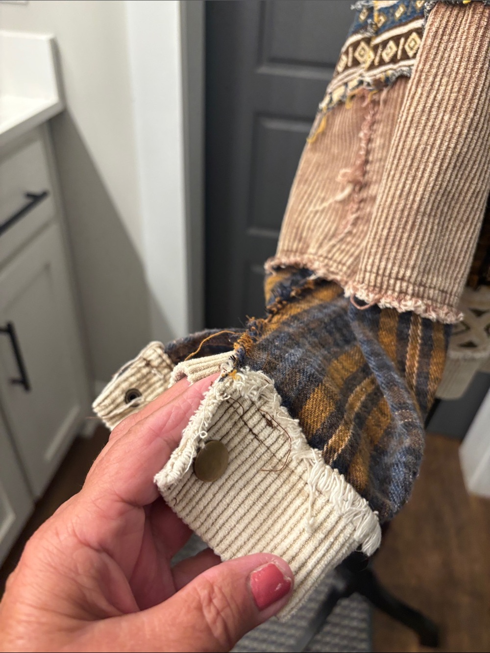 Boho Patchwork Corduroy Jacket - Brown Multi - Picture 4 of 11